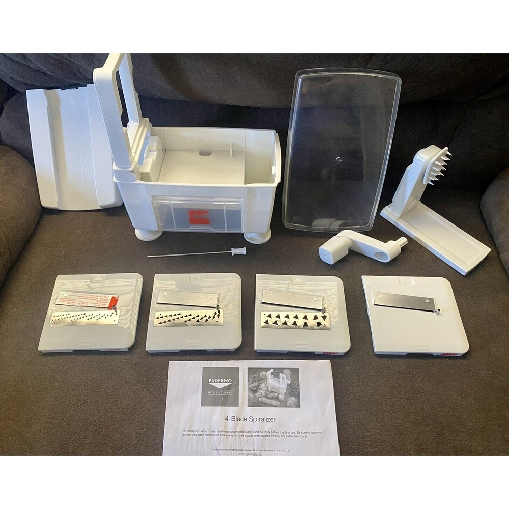 Williams Sonoma Paderno World Cuisine 4-Blade Vegetable Spiralizer COMPLETE SET